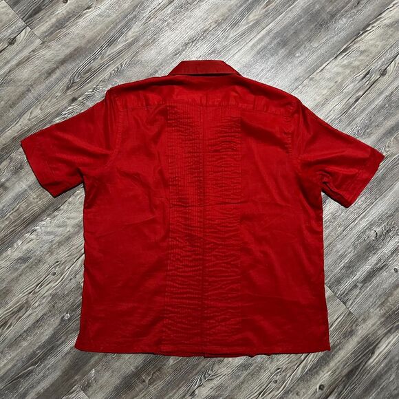 Donna Karan NY Red Pleated Cotton Shirt L Hong Kong - Picture 2 of 7
